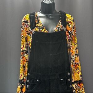 NWOT Free People We The Free Black Corduroy Overalls Size Small